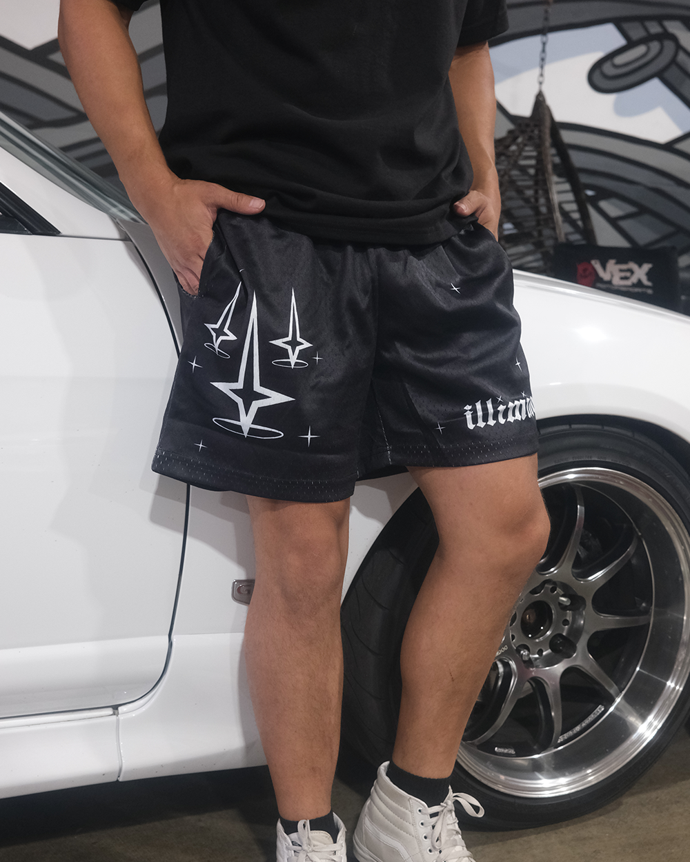 BLACK MESH ILLIMINATE SHORTS