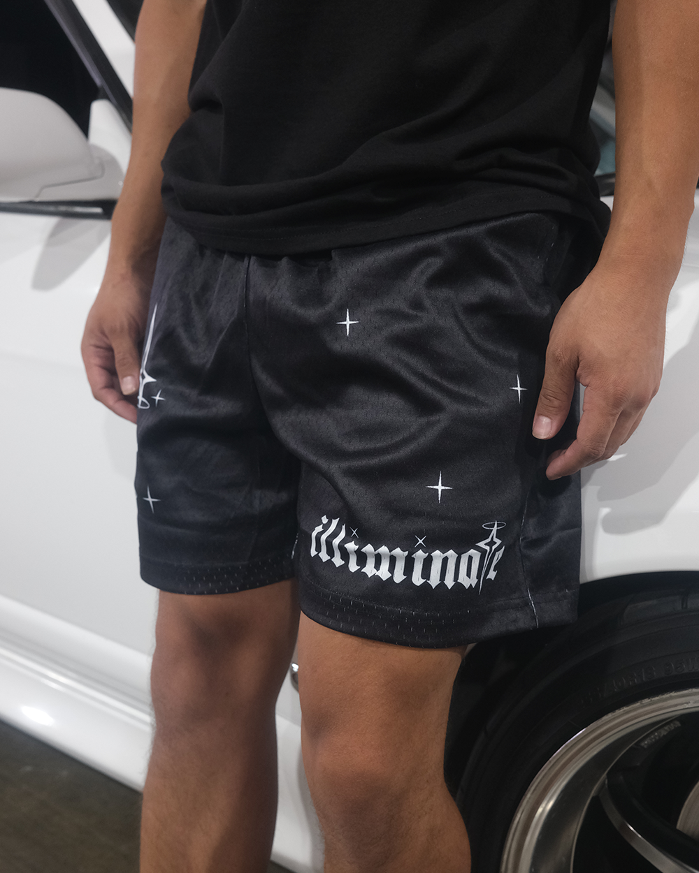 BLACK MESH ILLIMINATE SHORTS