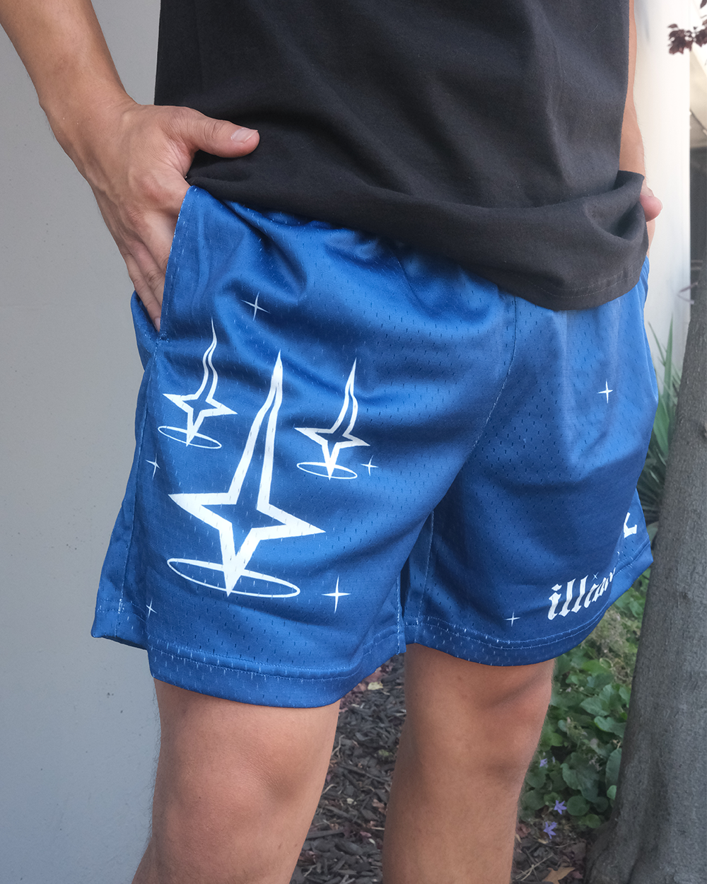 BLUE MESH ILLIMINATE SHORTS