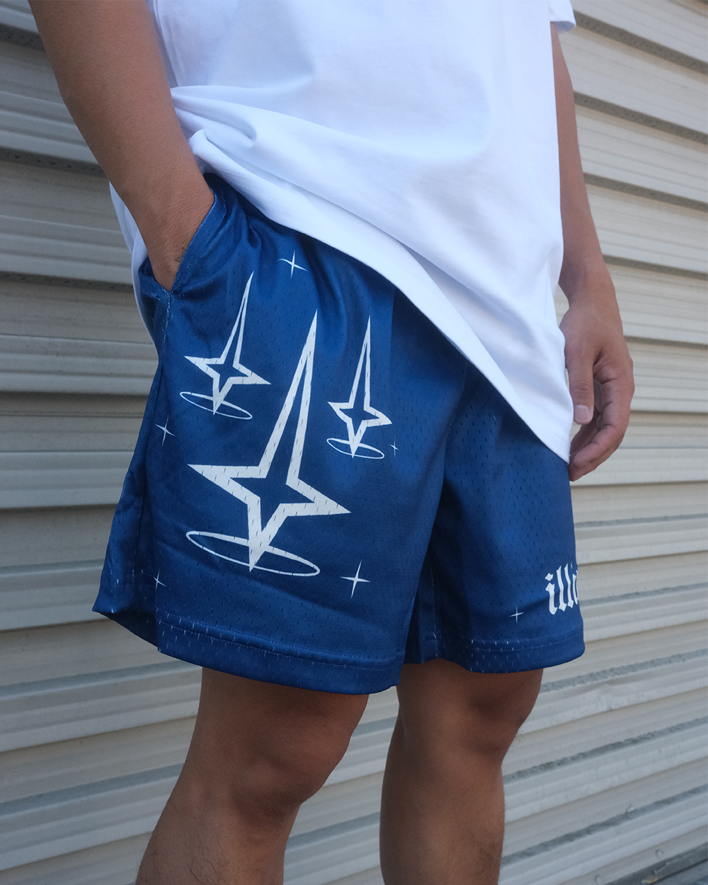 BLUE MESH ILLIMINATE SHORTS
