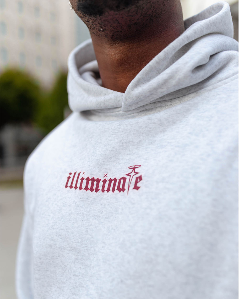 MAROON REJECTION GREY HOODIE