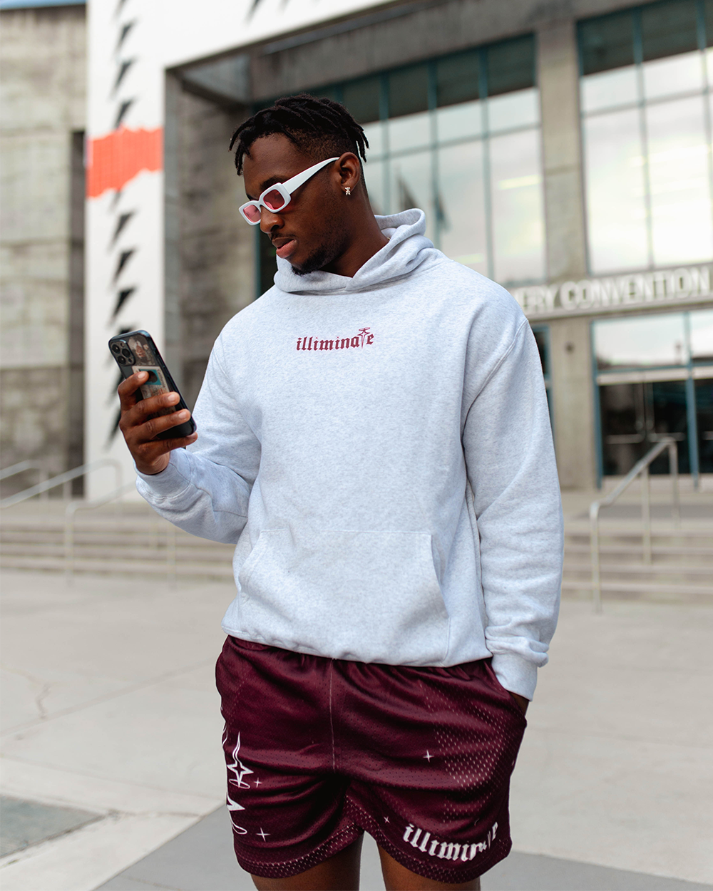 MAROON REJECTION GREY HOODIE