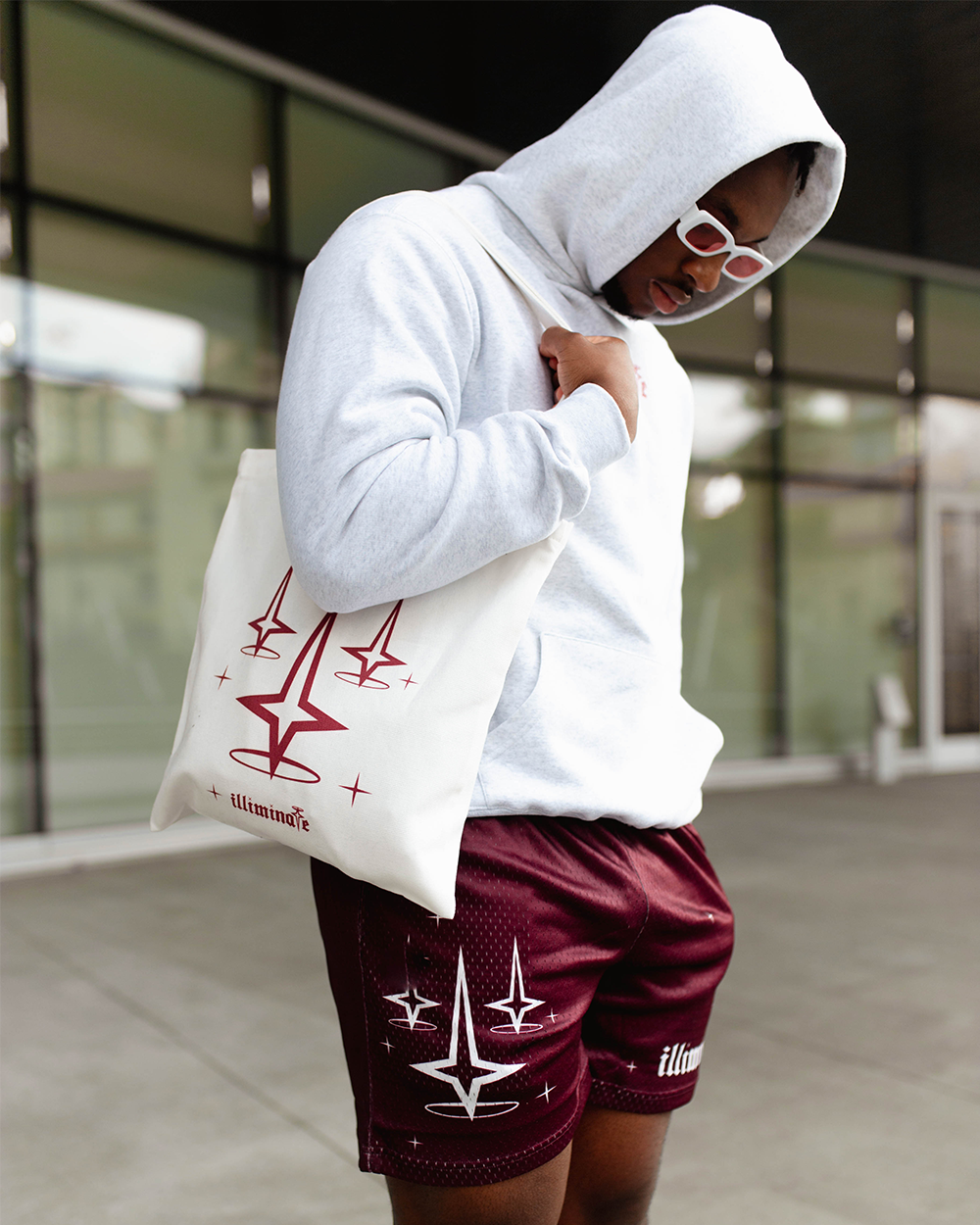 MAROON MESH ILLIMINATE SHORTS