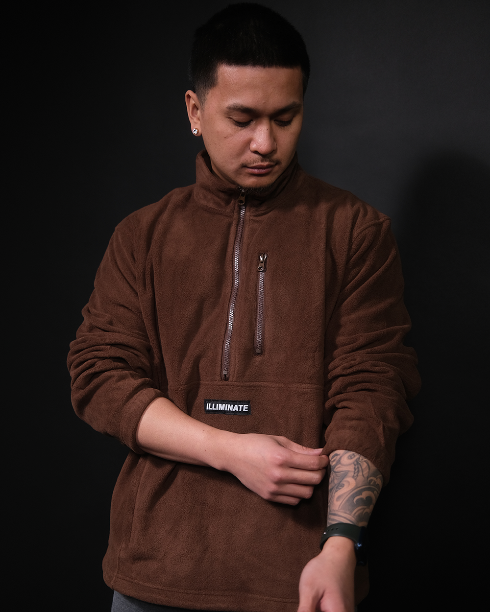 BROWN HALF ZIP FLEECE