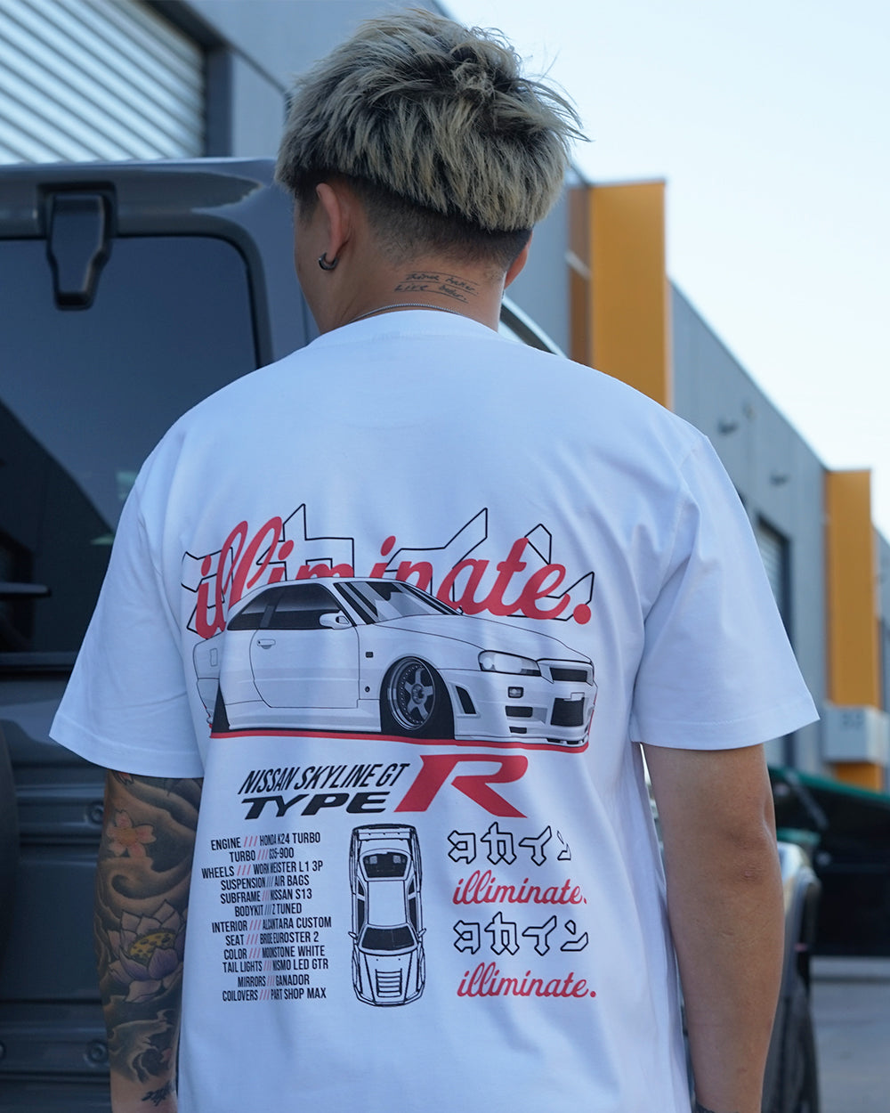WHITE ILLIMINATE X KOKAINE - R34 GT TYPE R TEE