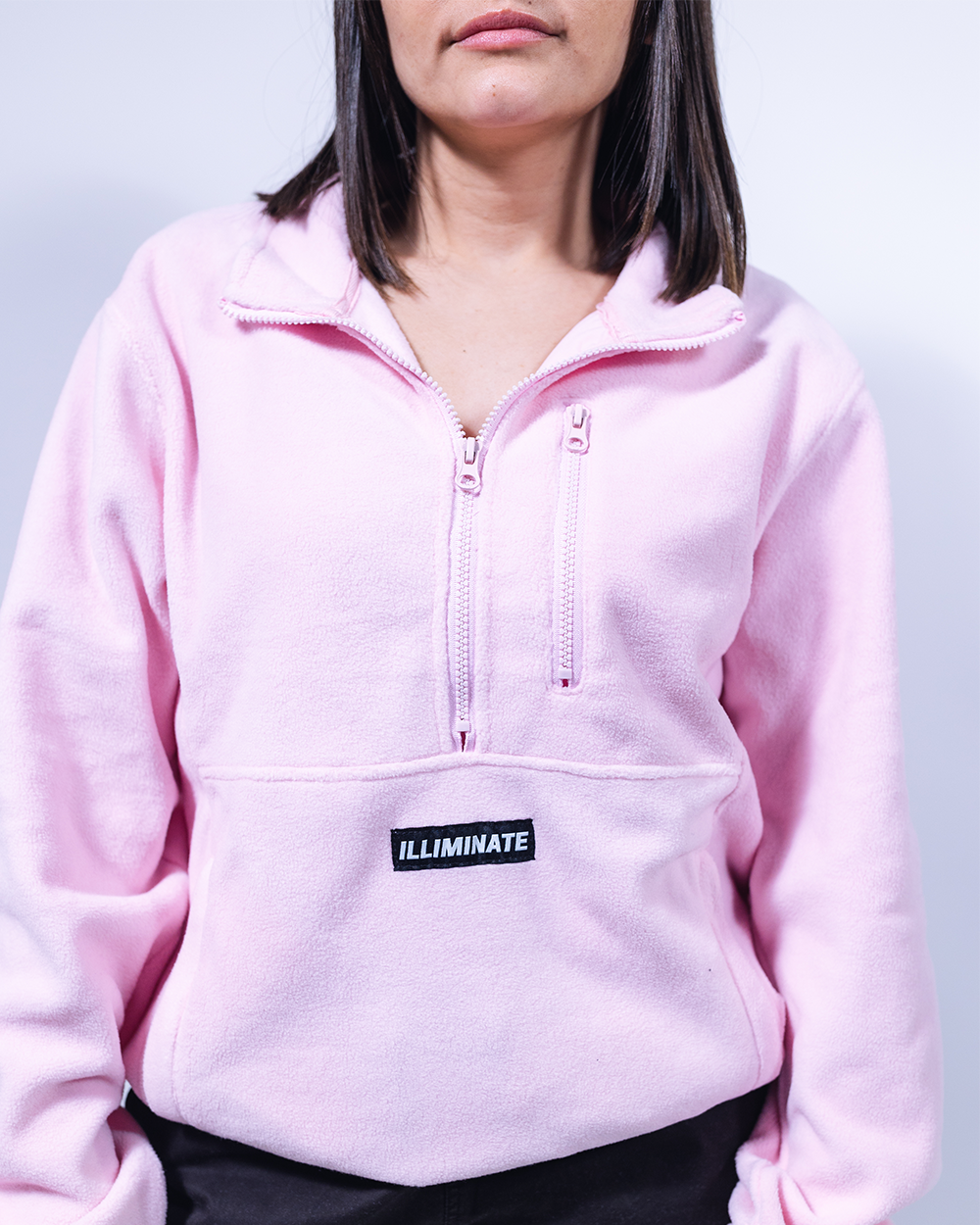 PINK HALF ZIP FLEECE