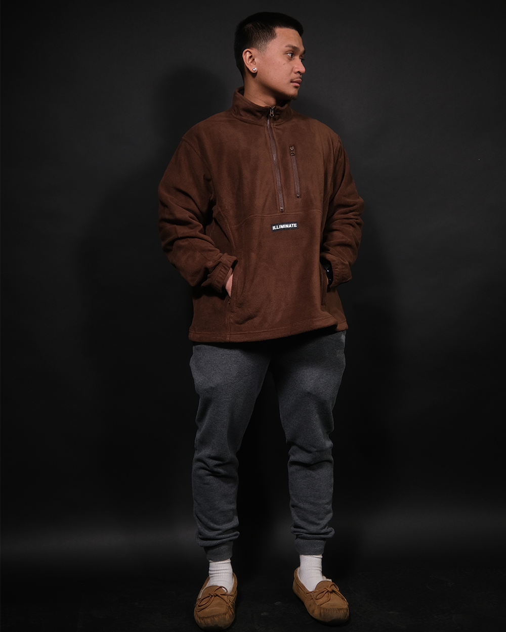 BROWN HALF ZIP FLEECE